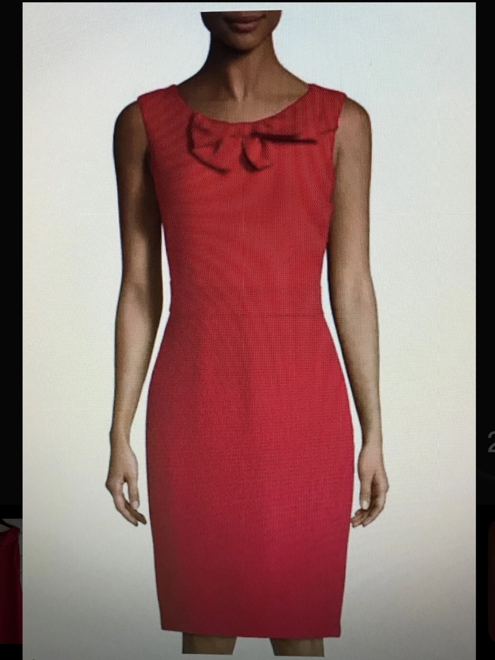 •Karl Lagerfeld Paris Red with Bow Accent Holiday Small Sheath Dress #IR